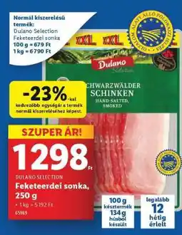 Lidl Dulano Selection Feketerdei sonka, 250 g ajánlat