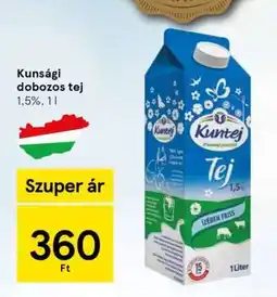 Tesco Kunsági dobozos tej ajánlat