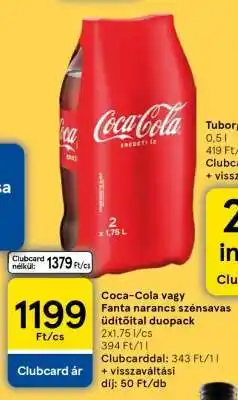 Tesco Coca-Cola vagy Fanta narancs szénsavas üdítőital duopack ajánlat