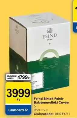 Tesco Feind Birtok Fehér Balatonmelléki Cuvée ajánlat