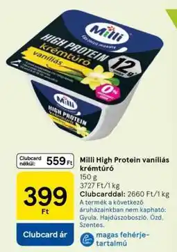 Tesco Milli High Protein vaníliás krémtúró ajánlat