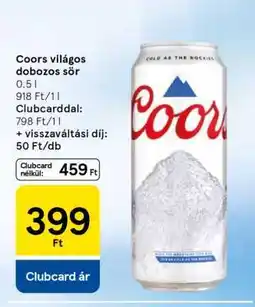 Tesco Coors világos dobozos sör ajánlat