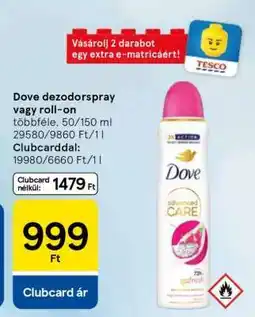 Tesco Dove dezodorspray vagy roll-on ajánlat