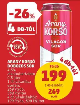 PENNY Arany Korsó Dobozos Sör ajánlat