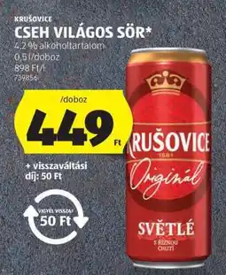 ALDI Krušovice Cseh Világos Sör ajánlat