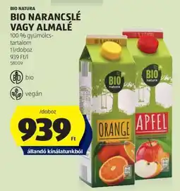 ALDI BIO NATURA BIO NARANCSLÉ VAGY ALMALÉ ajánlat