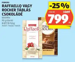 ALDI Ferrero raffaello vagy rocher táblás csokoládé ajánlat