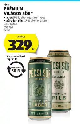 ALDI Pécsi prémium világos sör ajánlat
