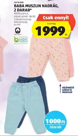 ALDI Lily & dan baba muszlin nadrág ajánlat