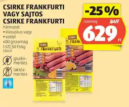 ALDI Csirke frankfurti vagy sajtos csirke frankfurti ajánlat
