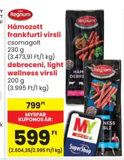 Spar Regnum hámozott frankfurti virsli stb. ajánlat