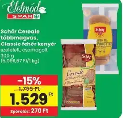 Spar Schär cereale többmagvas, classic fehér kenyér ajánlat