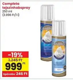 Spar Completa tejszínhabspray ajánlat