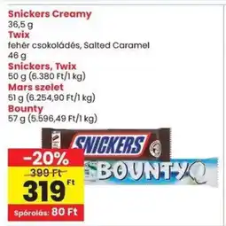 Spar Snickers Creamy, twix ajánlat