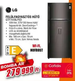 Expert Lg felülfagyasztós hűtő gtf744blped ajánlat