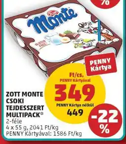 PENNY Zott Monte Csoki Tejdesszert Multipack ajánlat