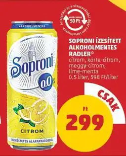 PENNY Soproni Ízesített Alkoholmentes Radler ajánlat