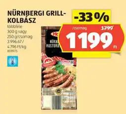 ALDI Nürnbergi Grillkolbász ajánlat