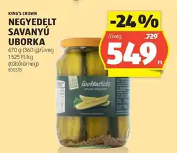 ALDI KING'S CROWN NEGEYDELT SAVANYÚ UBORKA ajánlat