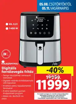 Lidl MasterPRO Digitális forrólevegős fritőz ajánlat