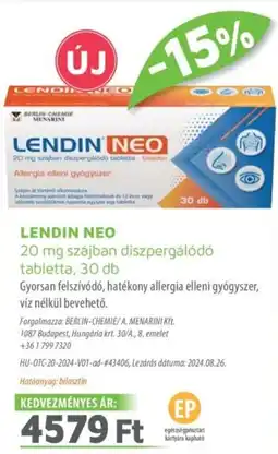 Alma Gyógyszertárak LENDIN NEO tabletta ajánlat