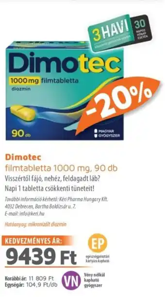 Alma Gyógyszertárak Dimotec filmtabletta ajánlat