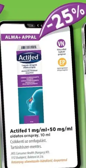 Alma Gyógyszertárak Actifed oldatos orrspray ajánlat