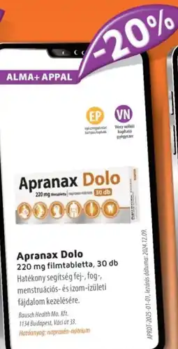 Alma Gyógyszertárak Apranax Dolo filmtabletta ajánlat