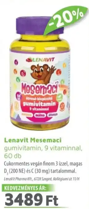 Alma Gyógyszertárak Lenavit Mesemaci gumivitamin ajánlat