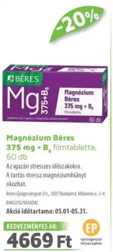 Alma Gyógyszertárak Magnézium Béres filmtabletta ajánlat