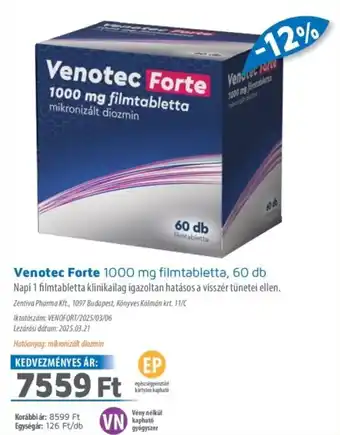 Alma Gyógyszertárak Venotec Forte filmtabletta ajánlat
