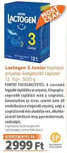 Alma Gyógyszertárak Lactogen 3 Junior ajánlat