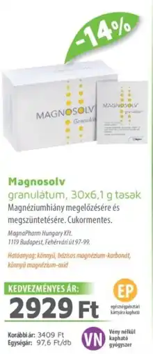 Alma Gyógyszertárak Magnosolv granulátum ajánlat