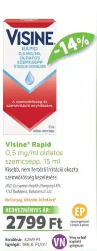 Alma Gyógyszertárak Visine Rapid oldatos szemcsepp ajánlat