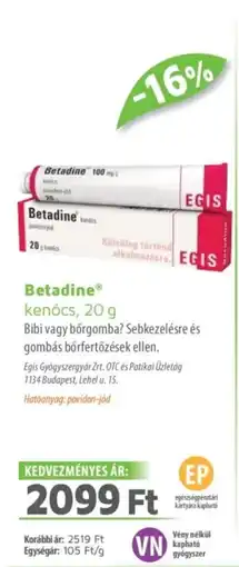 Alma Gyógyszertárak Betadine kenőcs ajánlat