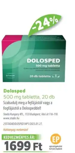 Alma Gyógyszertárak Dolosped tabletta ajánlat