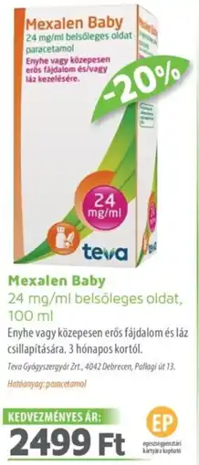 Alma Gyógyszertárak Mexalen Baby belsőleges oldat ajánlat
