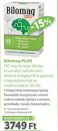 Alma Gyógyszertárak Bilomag PLUS ajánlat