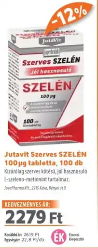 Alma Gyógyszertárak Jutavit Szerves SZELÉN tabletta ajánlat