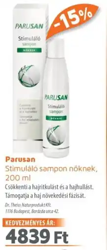 Alma Gyógyszertárak Parusan Stimuláló sampon nőknek ajánlat