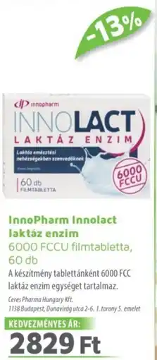 Alma Gyógyszertárak InnoPharm Innolact laktáz enzim filmtabletta ajánlat