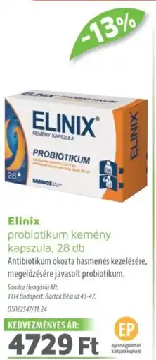 Alma Gyógyszertárak Elinix kapszula ajánlat