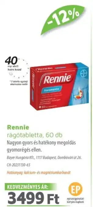 Alma Gyógyszertárak Rennie rágótabletta ajánlat