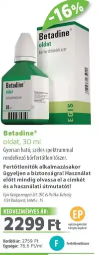 Alma Gyógyszertárak Betadine oldat ajánlat