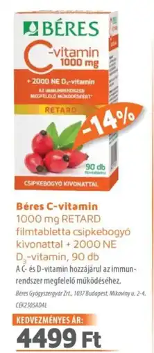 Alma Gyógyszertárak Béres C-vitamin ajánlat