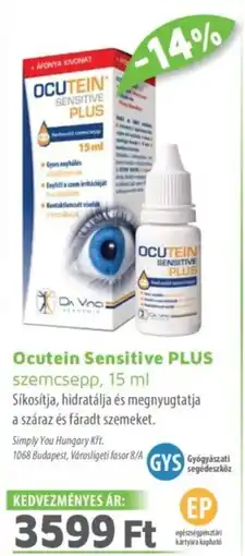 Alma Gyógyszertárak Ocutein Sensitive PLUS szemcsepp ajánlat