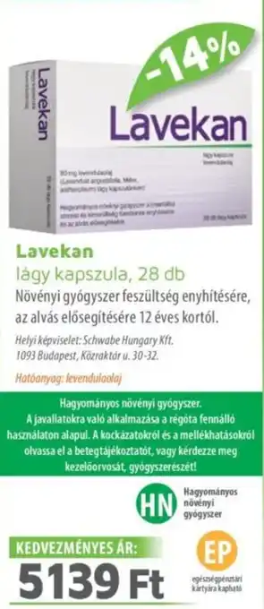 Alma Gyógyszertárak Lavekan lágy kapszula ajánlat