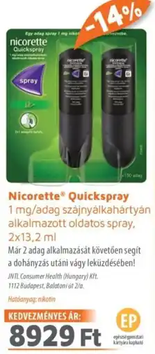 Alma Gyógyszertárak Nicorette Quickspray spray ajánlat