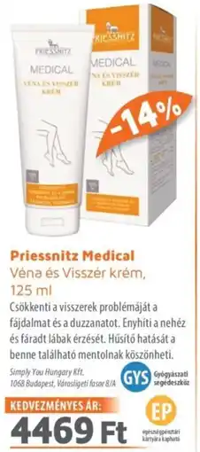Alma Gyógyszertárak Priessnitz Medical Véna és Visszér krém ajánlat