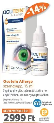 Alma Gyógyszertárak Ocutein Allergo szemcsepp ajánlat